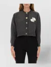 Patou Jp Monogram Intarsia Wool And Cashmere Cropped Cardigan Clothing In Gray