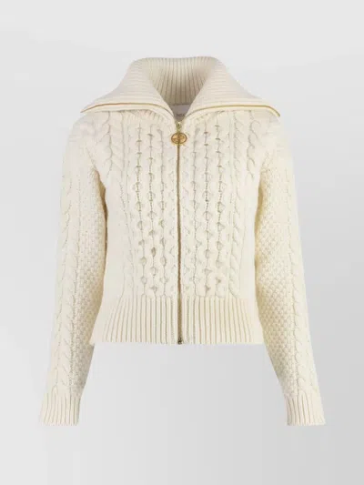 Patou Sailor Cable-knit Merino Wool Sweater In White