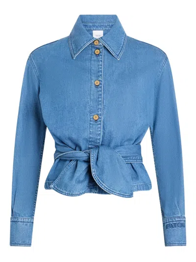 Patou Long Sleeves Knot Shirt In Blue