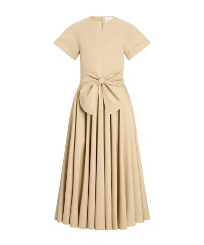 Patou Knot Midi Dress In Brown