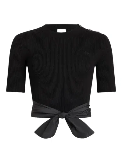Patou Knot Ribbed T-shirt In Black