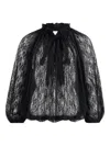 Patou Lace Drawstring Top In Black
