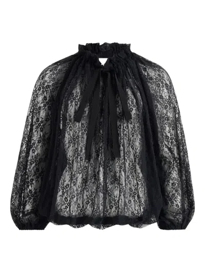 Patou Lace Drawstring Top In Black