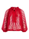 Patou Lace Drawstring Top In Red