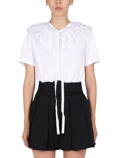 Patou White Embroidered Round Neck T-shirt