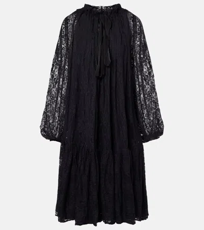 Patou Lace Midi Dress In Black