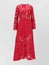 Patou Lace Midi Dress Long Sleeves In Red