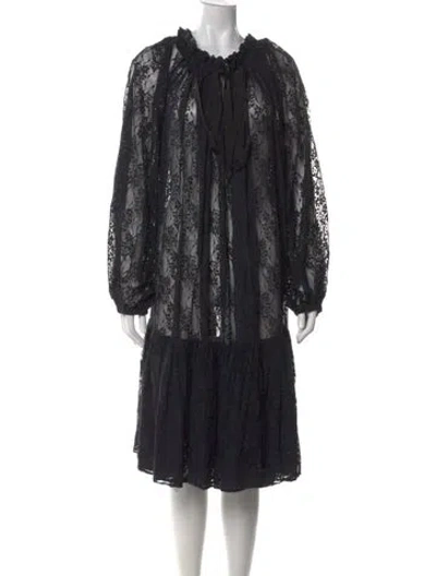 Pre-owned Patou Lace Midi Length Dress W/ Tags In Black