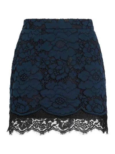 Patou Lace Mini Skirt In Dark Blue