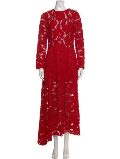 Pre-owned Patou Lace Pattern Long Dress In Red