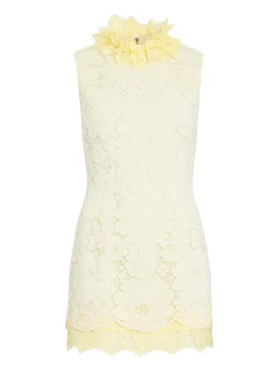 Patou Lace Ruffled Mini Dress In Neutral