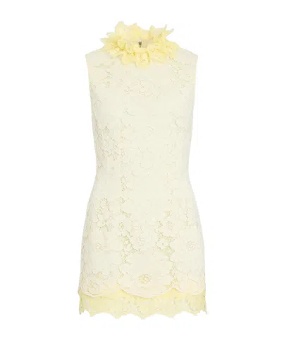 Patou Lace Ruffled Mini Dress In Yellow
