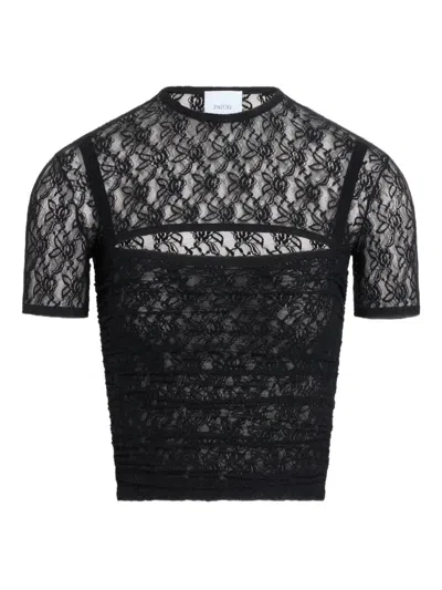 Patou Lace Top Shrug Short Sleeve Design In Black