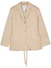 Patou Lace-up Cotton Blazer In Neutrals