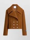 Patou Lapels Cropped Double-breasted Buttoned Coat In Brown