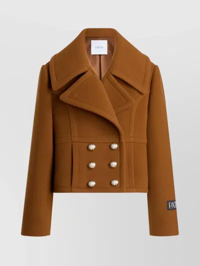 PATOU LAPELS CROPPED DOUBLE-BREASTED BUTTONED COAT