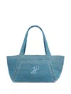 Patou Large Jp Monogram Trapeze-design Tote Bag In Blue