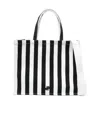Patou Jp Large Striped Canvas Tote In White