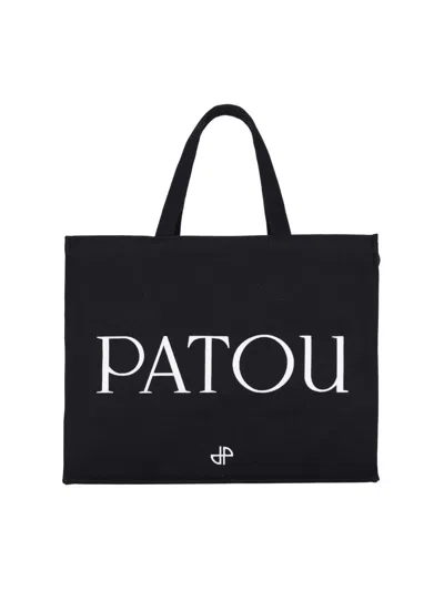 Patou Large Logo Tote Bag In Black  
