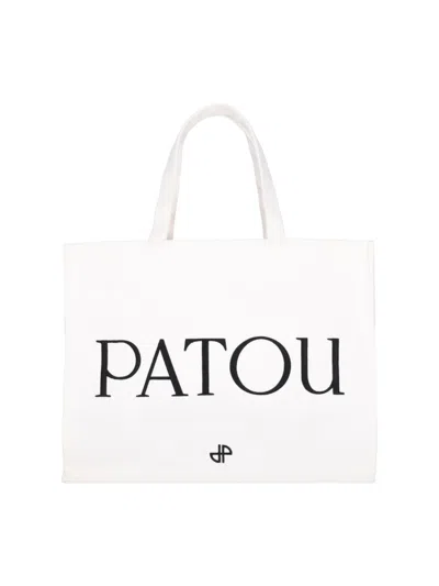 Patou Large Logo Tote Bag – White