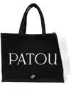 Patou Rectangular Tote Bag With Detachable Strap In Black