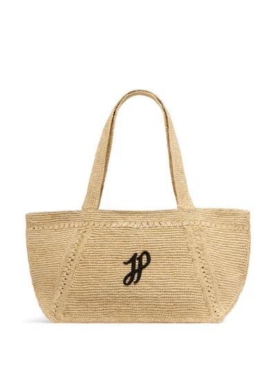 Patou Large  Trapeze Tote Bag In Yellow