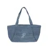 Patou Large Raffia Bag With Logo In Blue