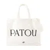 Patou Women Beige Large Cotton Canvas Tote Bag, Onesize Luxury Totes For Women Darveys In White