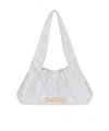 Patou Le Biscuit Satin And Rhinestone Bag In White