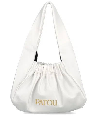 Patou Le Biscuit Satin Shoulder Bag In White