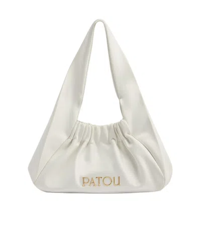Patou Le Biscuit Satin Shoulder Bag In White