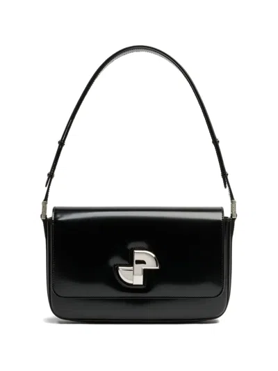 Patou Le Classic Lock Leather Shoulder Bag In Black