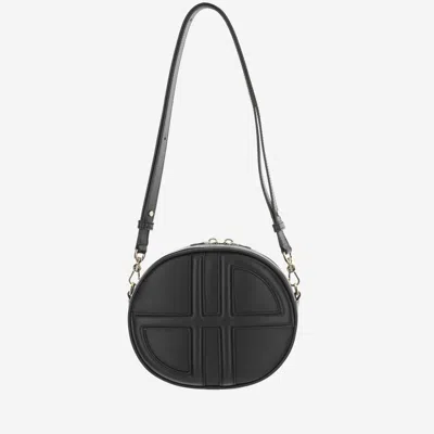Patou Calf Leather Le Jp Crossbody Bag In Black