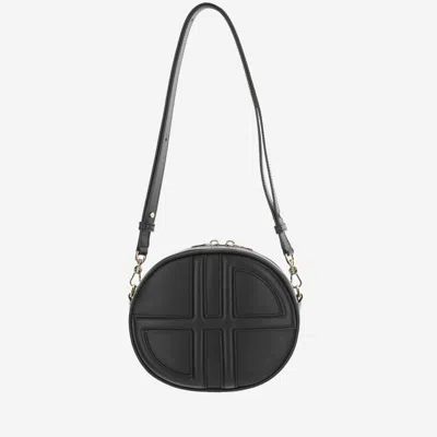 Patou Calf Leather Le Jp Crossbody Bag In Black