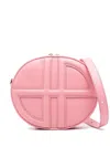 Patou Leather Shoulder Bag Adjustable Strap In Pink
