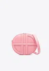 Patou Leather Shoulder Bag Adjustable Strap In Pink