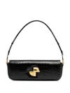 Patou Le Lock Crocodile-embossed Shoulder Bag In Black