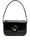 Patou Le Lock Crocodile-pattern Shoulder Bag In Black