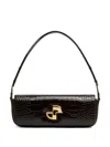 Patou Le Lock Crocodile-embossed Shoulder Bag In Brown