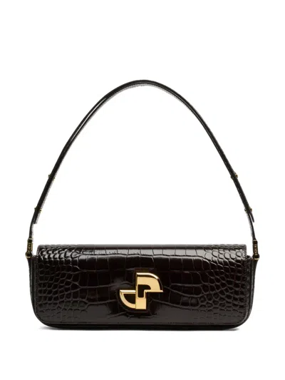 PATOU LE LOCK CROCODILE-PATTERN SHOULDER BAG