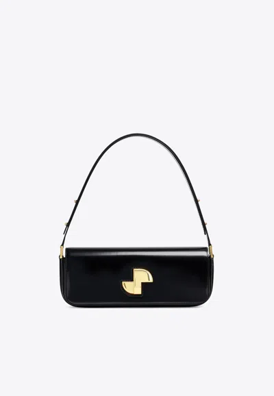 Patou Le Lock Leather Shoulder Bag In Black
