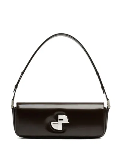 Patou Le Lock Leather Shoulder Bag In Brown
