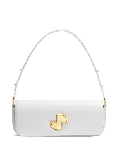 Patou Le Lock Leather Shoulder Bag In White