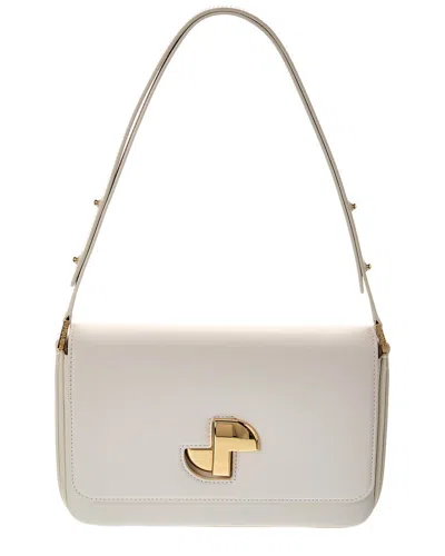 Patou Le Lock Leather Shoulder Bag In White