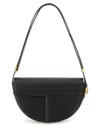 Patou Leather Shoulder Bag With Adjustable Strap In Black