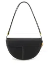 Patou Leather Shoulder Bag With Adjustable Strap In Brown