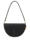 Patou Leather Shoulder Bag With Adjustable Strap In Brown