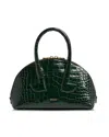 Patou Le  Bowling Bag In Crocodile-embossed Leather In Green