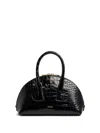 Patou Le  Bowling Crocodile-embossed Half-moon Bag In Black