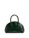 Patou Le  Bowling Crocodile-embossed Half-moon Bag In Green